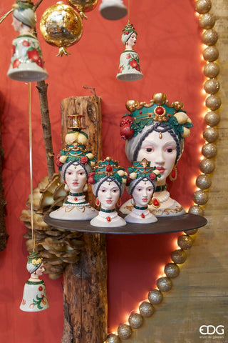 EDG Enzo De Gasperi Portacandele Sicily Poly 3 Fiamme H38 D20 cm Verde