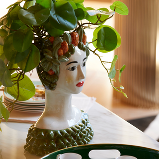 EDG Enzo De Gasperi Vase Woman's Face with Prickly Pear H 34 cm
