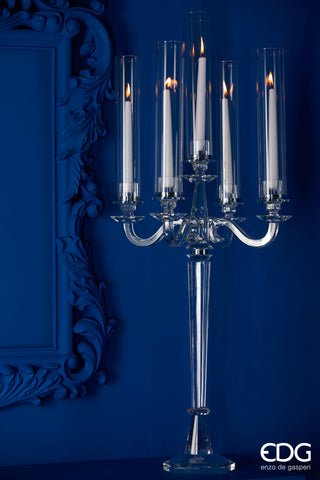EDG Enzo De Gasperi Portacandele Crystal x5 con Cilindri H100 cm