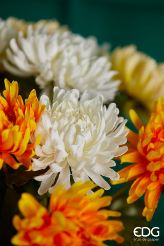 EDG Enzo De Gasperi Set 2 Rami Artificiali di Crisantemo Rex H60 cm Avorio