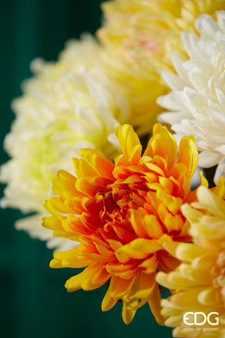 EDG Enzo De Gasperi Set 2 Rami Artificiali di Crisantemo Rex H60 cm Giallo