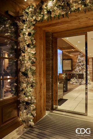 EDG Enzo De Gasperi Girlande aus Kiefernholz, silberfarben, mit 170 mm Durchmesser, H270 cm