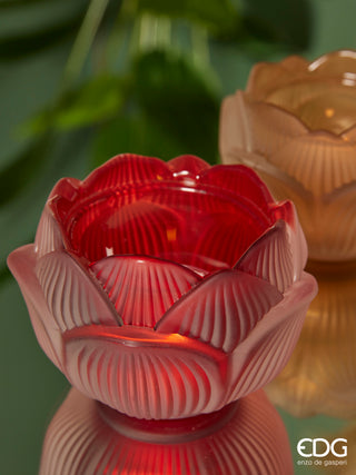 EDG Enzo De Gasperi Set of 3 Lotus Flower Candle Holders D10.5 Multicolor Satin
