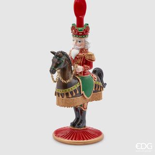 EDG Enzo De Gasperi Cascanueces con portavelas de caballo Al. 33 cm Rojo