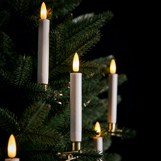 EDG Enzo De Gasperi Set mit 10 weißen LED-Klemmkerzen mit Fernbedienung, H13 cm