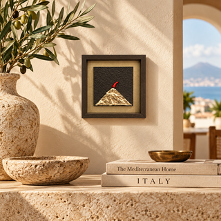 Alleria Quadro Artigianale Vesuvio Contemporaneo 14x14 cm Nocciola