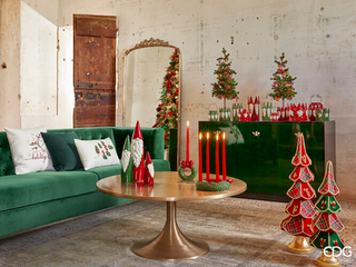 EDG Enzo De Gasperi Decorazione Natalizia Pino Rosso Verde H63 cm