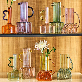 Tognana Milano Vaso Glass Design Art Verde/Rosa H24 cm