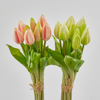 EDG Enzo De Gasperi Set 2 Bouquet with 18 Pink and Ivory Tulip Buds