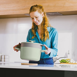 BergHOFF Colapasta e Cestello a Vapore Leo Balance 24 cm Sage