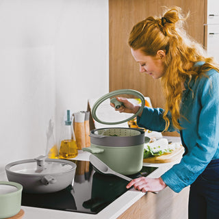 BergHOFF Colapasta e Cestello a Vapore Leo Balance 24 cm Sage
