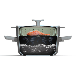 BergHOFF Colapasta e Cestello a Vapore Leo Balance 24 cm Sage