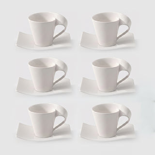 Villeroy & Boch Set 6 Tazzine con Piattino New Wave in Porcellana
