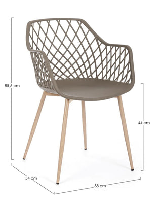 Andrea Bizzotto Set of 4 Optik Chairs in Tortora polypropylene and steel