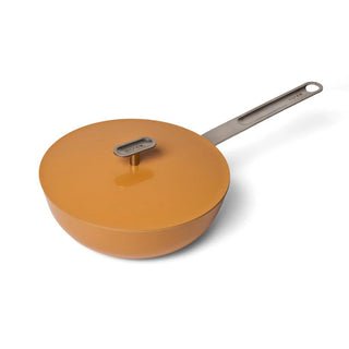 Moneta Wok in Finegres con coperchio PFAS PTFE PFOA NICHEL FREE Yellow Glow 24 cm
