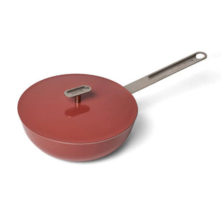 Moneta Wok in Finegres con coperchio PFAS PTFE PFOA NICHEL FREE 151 Red Vibe 24 cm