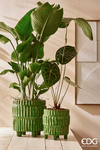 EDG Enzo De Gasperi Vaso Chakra Linee H29 D27 cm Verde