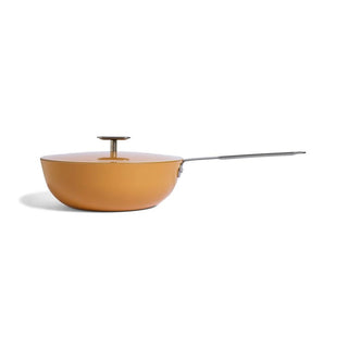 Moneta Wok in Finegres con coperchio PFAS PTFE PFOA NICHEL FREE Yellow Glow 24 cm