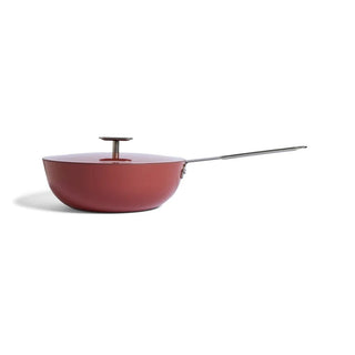Moneta Wok in Finegres con coperchio PFAS PTFE PFOA NICHEL FREE 151 Red Vibe 24 cm