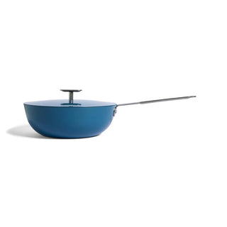 Moneta Wok in Finegres con coperchio PFAS PTFE PFOA NICHEL FREE 151 Blue Grace 24 cm