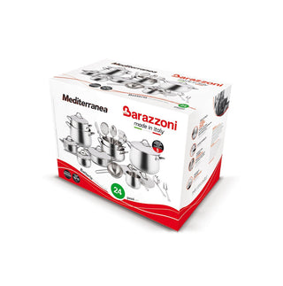 Barazzoni Batteria di Pentole 24 Pezzi Mediterranea in Acciaio Inox