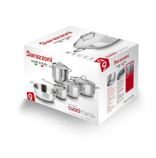 Barazzoni Batteria di Pentole 9 Pezzi Cuocimania in Acciaio Inox