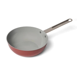 Moneta Wok in Finegres con coperchio PFAS PTFE PFOA NICHEL FREE 151 Red Vibe 24 cm