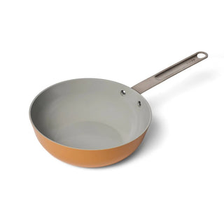Moneta Wok in Finegres con coperchio PFAS PTFE PFOA NICHEL FREE Yellow Glow 24 cm