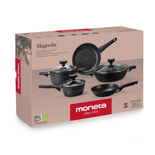 Moneta Magnolia Cookware Set 8 Piece Stone Black