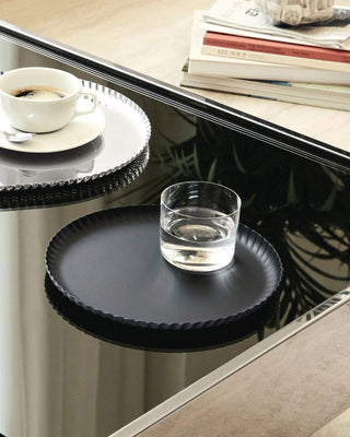 Alessi Pleats Tablett aus Edelstahl, D31 cm, Schwarz