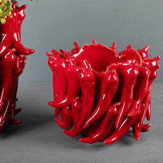 Dino Bianchi Vaso Spicy Peperoncini Rosso in ceramica H21 cm