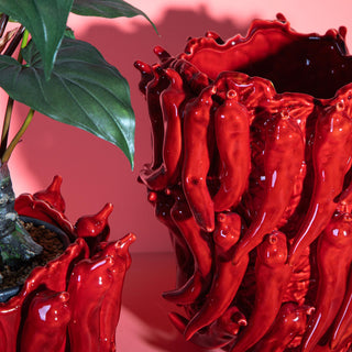 Dino Bianchi Vaso Spicy Peperoncini Rosso in ceramica H21 cm
