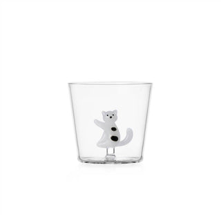 Ichendorf Milano Tabby Cat Tumbler Gatto Bianco Macchie 30cl in Vetro Borosilicato