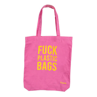 Fisura Tote Bag Shopper in Cotone Fuck Plastic Bags Rosa
