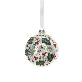 Hervit Creations Palla in Vetro Soffiato D8 cm Bianco e Argento