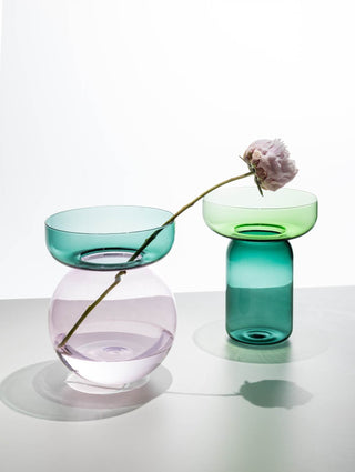 Ichendorf Milano Aura Vaso Sferico Piccolo Petrolio e Rosa in Vetro Borosilicato