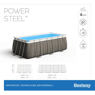 Bestway Piscina fuori terra rettangolare Power Steel da 404x201x100 cm