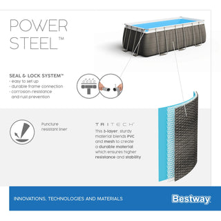Bestway Piscina fuori terra rettangolare Power Steel da 404x201x100 cm
