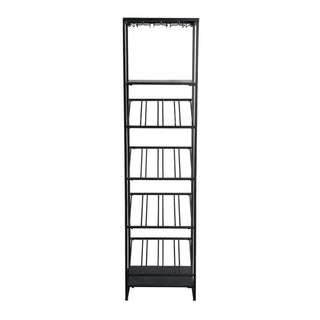 PTMD Collection Portabottiglie con Portacalici Zalig Nero in Ferro H175 cm