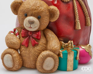 EDG Enzo de Gasperi Base per Albero di Natale Sacco Regali con Orsetto H44 D38cm