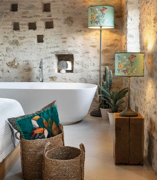 The Black Goose Cylindrical Fabric Lampshade with Butterflies h 30 cm