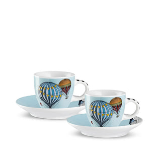 Egan Set 2 Tazze Caffè Giramondo con Piattino Celeste 80 ml