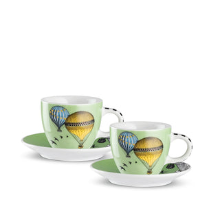 Egan Set 2 Tazze Caffè Giramondo con Piattino Verde 80 ml