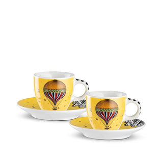 Egan Set 2 Tazze Caffè Giramondo con Piattino Giallo 80 ml
