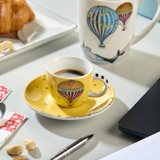 Egan Set 2 Tazze Caffè Giramondo con Piattino Giallo 80 ml