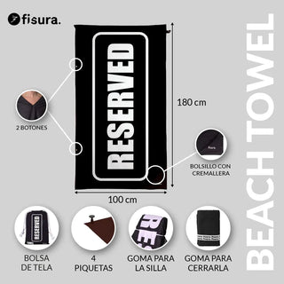 Fisura Reserved Microfiber Beach Towel 180x100 cm with Pegs