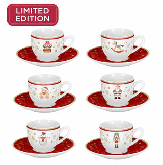 Barazzoni Set 6 Tazzine con Piattino Balocchi in Porcellana