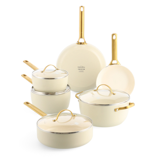 GreenPan Batteria di Pentole 10 Pezzi Padova Antiaderente Cream White