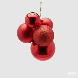 EDG Enzo de Gasperi Palline di Natale Decorazione Grappolo 5 pezzi Rosso