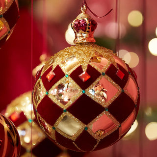 EDG Enzo De Gasperi Palla di Natale Rombi D12 cm in Vetro